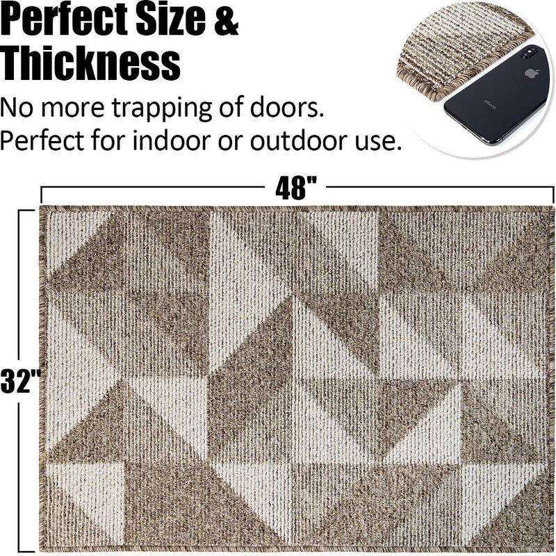 Aoonby Indoor Doormat 32"x 48", Absorbent Front Back Door Mat, Rubber Backing Non Slip Floor Mats Inside Mud Dirt Trapper Outside Entrance Door Rug Carpet, Machine Washable Low Profile - Brown Time Cloister - Image 2